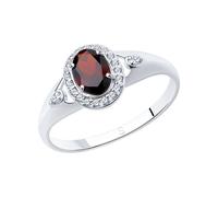 Schöner Damenring aus 925er Silber mit Granat (ca. 7x5 mm) und Zirkonia SOKOLOV Jewelry