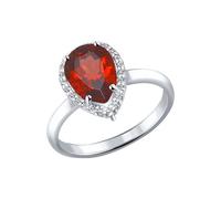 Schöner Damenring aus 925er Silber mit Granat (Größe ca. 10x7 mm) und 24 Zirkonia SOKOLOV Jewelry
