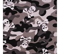 SCHÖNER LEBEN. Baumwollstoff Popeline Camouflage Totenköpfe grau 1,44m Breite