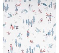 SCHÖNER LEBEN. Baumwollstoff Popeline Digitaldruck Snowtime weiß 1,47m Breite