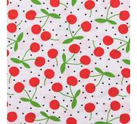 SCHÖNER LEBEN. Baumwollstoff Popeline Stoff Kirschen Punkte weiß rot grün 1,45m Br.