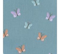 SCHÖNER LEBEN. Bio Baumwollstoff Popeline Organic Schmetterlinge blau 1,4m