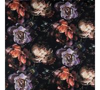 SCHÖNER LEBEN. Dekostoff BW Digital Peony Handpainted Art Pfingstrosen schwarz 1,40m