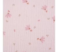 SCHÖNER LEBEN. Double Gauze Musselinstoff Meterware Sevia Blümchen rosa 1,30m Breite