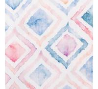 SCHÖNER LEBEN. Musselin Stoff Bio Digitaldruck Watercolor Rauten weiß blau 1,35m Br