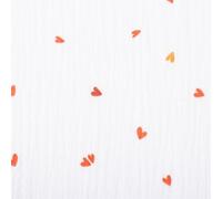 SCHÖNER LEBEN. Musselin Stoff Double Gauze Coreo Mini Herzen weiß rot 1,30m Breite