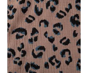 SCHÖNER LEBEN. Musselin Stoff Double Gauze Fauve Leo Taupe blau 1,30m Breite
