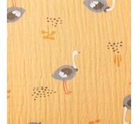 SCHÖNER LEBEN. Musselin Stoff Double Gauze Vogel Strauß Ocker gelb grau 1,30m Breite