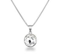 Schöner-SD Anhänger Kristall rund Halskette 925 Silber | Solitär Anhängerkette, rhodiniertes nickelfreies Sterlingsilber, funkelnder Markenkristall, elegante Farben