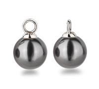 Schöner-SD Einhänger für Creolen 1 Paar 925 Silber Anhänger Perle 10mm dunkel-grau