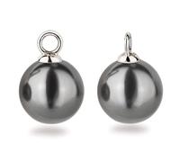 Schöner-SD Einhänger für Creolen 1 Paar 925 Silber Anhänger Perle 12mm dunkel-grau