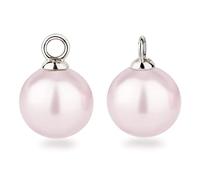Schöner-SD Einhänger für Creolen 1 Paar 925 Silber Anhänger Perle 12mm hell-rosa