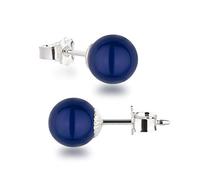 Schöner-SD Ohrringe Ohrstecker 925 Silber mit Perle rund Kugel 8mm lapislazuli-blau