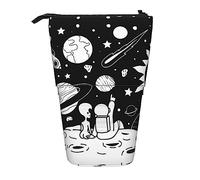 Schönes lila Schmetterlings-Blumendruck-Schreibwaren-Federmäppchen, Teleskop-Federmäppchen, Steh-Federmäppchen, Federmäppchen für Studenten, Büro, Astronaut und Alien, Einheitsgröße, Taschen-Organizer