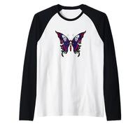 Schönes Schmetterlingsmandala, Vintage-Retro-T-Shirt Raglan
