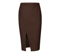Schokoladenbrauner Bleistiftrock aus Mufflonimitat M