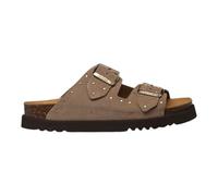 Scholl Beatriz Pantolette Dark Beige/Gold Suede - Veloursleder Beige Gr. 39