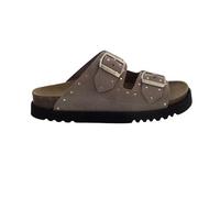 Scholl Beatriz Pantolette Dark Beige/Gold Suede - Veloursleder Beige Gr. 40