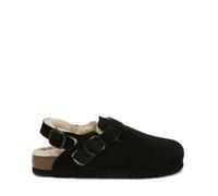 Scholl Damen-Sandalen aus Wildleder und Innenseite aus Pelz Fae Backstrap SL.F324181004 8004373619328-41, Schwarz , 35 EU