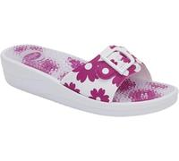 Scholl, NEW MASSAGE, Ciabattte, Donna, Bianco - Fucsia, Fantasia fiori, 42
