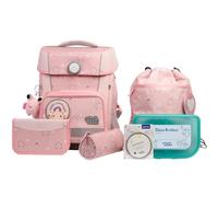 SCHOOL-MOOD Champion Maxx Pro Schulranzenset 7-teilig 22L Stauraum, ergonomisches Grow with You System für 1 m bis 1,50 m Körpergröße, wasserdichter Stoff mit Reflektoren (Rainbow)