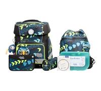 SCHOOL-MOOD Champion Maxx Pro Schulranzenset 7-teilig 22L Stauraum, ergonomisches Grow with You System für 1 m bis 1,50 m Körpergröße, wasserdichter Stoff mit Reflektoren (Elias Rennwagen)