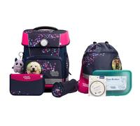 SCHOOL-MOOD Champion Pro Leni Hund Schulranzenset 7-teilig 21,5L Stauraum, ergonomisches Easy Fit System für 1 m bis 1,50 m Körpergröße, standfest, wasserabweisender Stoff mit Reflektoren