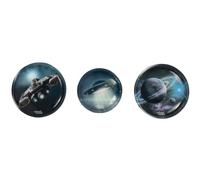 School-Mood Patchy 3er Set für Schulranzen - Klett-Patchy mit wechselbaren Designs für Kinder - Trendiges Schulrucksack-Accessoire für jeden Geschmack, perfekt für die Grundschule (Moritz Weltall)