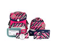 SCHOOL-MOOD - Schulranzen Set Neon Pink, 7-teilig - Timeless Air+ - ergonomischer Schulranzen Jungen & Mädchen - Schultasche für Kinder in der 1. bis 4. Klasse - Yuna (Neon Pink)