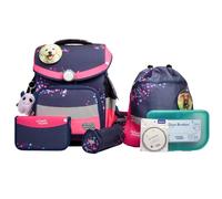 SCHOOL-MOOD Timeless Pro Schulranzenset 7-teilig 23,5L Stauraum, ergonomisches Easy Fit System für 1 m bis 1,50 m Körpergröße, standfest, wasserabweisender Stoff mit Reflektoren