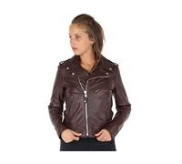 Schott NYC Damen Jacke LCW1601D, Braun ( Plum), 34 (Herstellergröße: XS)