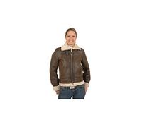 Schott NYC Damen Lederjacke Jacke LCW1257, Braun (dark brown 80), Gr. M