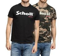 Schott Nyc Herren Ts01mclogo T-Shirt, 2er Pack, Mehrfarbig (Camokaki/Black Camokaki/Black), L