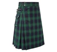 Schottenrock Herren Schottischer Kilt Klassischer Vintage Original Karierter Punk Rock Karo Kurzer Karierter Klassischer Mit Kontrasttaschen Schottischen Stil Individualität Goth Tartan Skirt Grün L