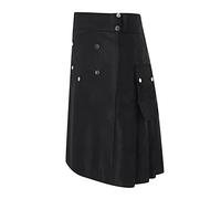 Schottenrock Herren Schwarz Kilt Mit Tasche Männer Schottisch Rock Klassischer Traditioneller Faltenrock Schottland Rock, Schottischen Stil Individualität Vintage Rock