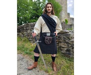 Schottenrock schwarz, 8 Yard Kilt XXL