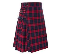 Schottischer Kilt Herren Kariert Klassischer Schottische Tartan Kilt Goth Rock Minirock Streetwear Bequeme Highland Schottenrock Mit Ledergürtel Skater Streetwear