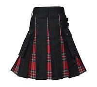 Schottischer Kilt Herren Kariert Schottenrock Klassischer Streetwear Rock Kurzer Karierter Mit Kontrasttaschen Schottischen Stil Individualität Vintage Für Männer Kleidung