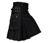 Schottischer Kilt Herren Schottland Skirt Kariert Saunakilt Schottenrock Klassischer Traditioneller Faltenrock Rock Gothic Mode Taschenröcke Punk Mittelalterliche Party Kleidung