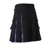 Schottischer Kilt Herren, Traditioneller Lederrock Kilt Herren Mode Schottischer Rock Neue Männer Rock Utility Männlich Klassischer Retro Rock Mittelalterliche Schottland Faltenröcke (Z14-Purple, XL)