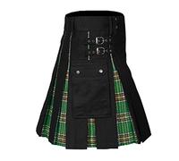 Schottischer Kilt Klassischer Rock Herren Karo Rock mit Taschen kurzer Schottenrock Karierter Kilt Schottischer Klassischer Mit Kontrasttaschen Schottischen Stil Individualität Vintage