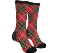 Schottischer Stil Clan Tartan Buffalo Plaid (2) Freizeitsocken Lustige Neuheit Crew Tube Socken Kleid Socken für Männer Frauen, Schottenkaro, Schottenkaro, Buffalo Plaid, One size