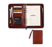 Schreibmappe A5 Ringbuch PU Leder Businessmappe Aktenmappe Ringbuch Konferenzmappe Portfolio Dokumentenmappe Dokumententasche Für Damen Herren(Brown)