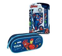 Schreibset und Schlamperetui Anvengers, Personalisiert mit Name, Kreativset Kinder Jungen, Notizblock Bleistift Radierer Anspitzer Lineal. Marvel Set 6-tlg.