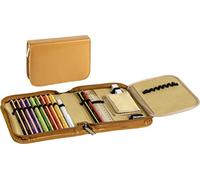 Schüleretui/Etui"BRUNNEN" (Natur/Echt Leder) KOMPLETT BEFÜLLT