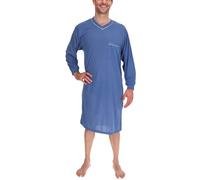 Schuerzenfabrik langärmliges Herren-Nachthemd Nachtkittel Nachtgewand Schlafhemd, Größe:XL, Farbe:Brillantblau