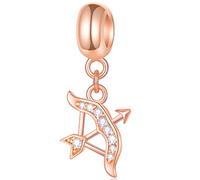 Schütze Sternzeichen Charms passt Pandora DIY Armband - Rose Gold 925 Sterling Silber Halskette Anhänger, 12 Horoskop Dangle CZ Geburtstag Perlen, Geschenke für Godma/Thanksgiving Tag