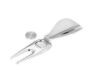 Schuhanzieher 7,6 x 4,1 x 0,5 cm Neusilber Mini Golf-Schuhlöffel mit Pitchgabel & Ballmarker