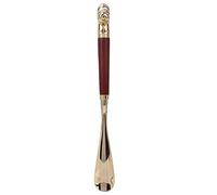 Schuhanzieher Lang Elegant, Schuhlöffel Messing Antik, Metal Shoe Horn, 58cm, Design Schuhanzieher Skulptur, mit Buchenholz Schaft, für Mann, Frauen, Kinder, Senioren, Schwangere(Braun, 58cm)