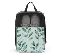 Schuhbeutel für Herren und Damen, grünes Blättermuster, Schuhbeutel mit Reißverschluss, atmungsaktiv, Golf-Schuhtasche für Reisen, Outdoor, Schuhaufbewahrung, Organizer für Sport, Geschäftsreisen,